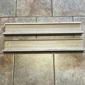 Grey wood shelves